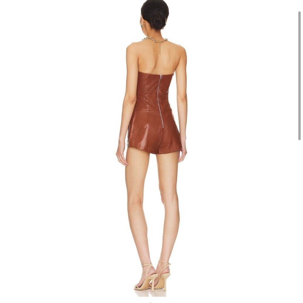 Superdown Brown Leather Romper - image 1